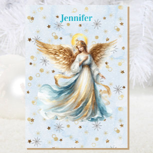 Angel Christmas Blessing Add Signature Religious Card
