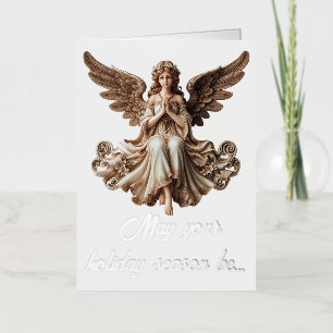 Angel christmas greetings foil holiday card