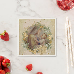 Angel Christmas Mother and Child Napkin