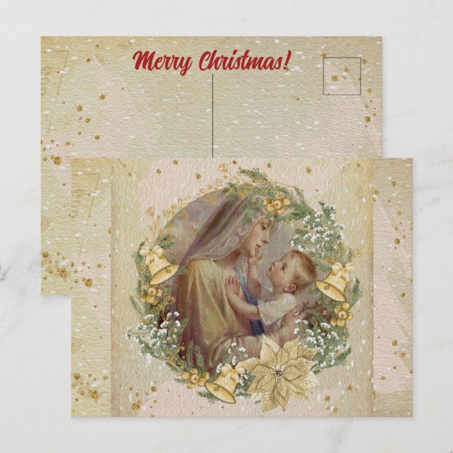Angel Christmas Mother and Child Postcard (Front/Back)