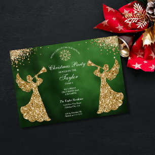 Angel Christmas Tree Family Dinner Party Invitation