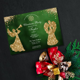 Angel Christmas Tree Family Dinner Party Invitation