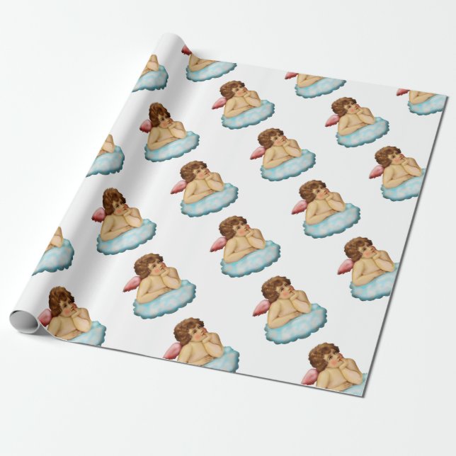Angel Cloud Cupid Wrapping Paper (Unrolled)