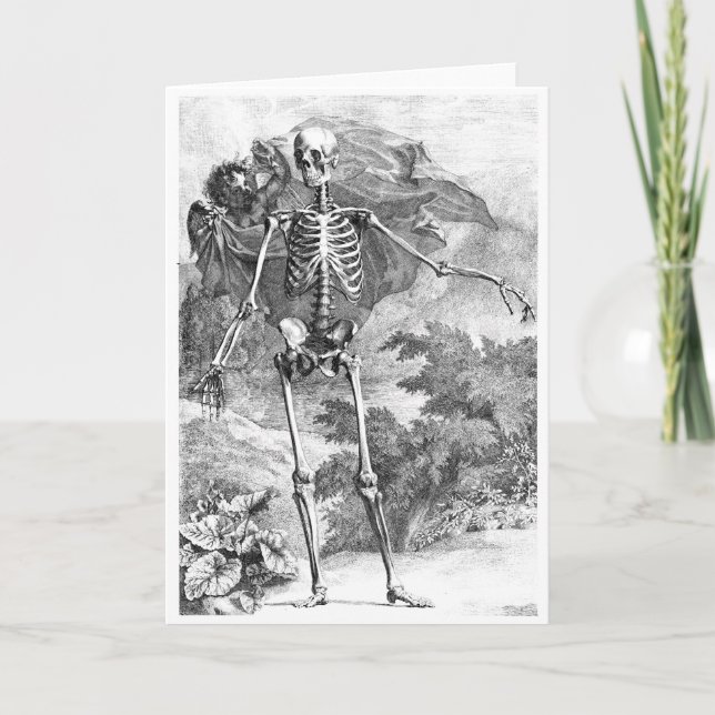 Angel covering a standing skeleton card (Front)