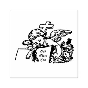 Angel Cross Bible "God Bless You" Rubber Stamp