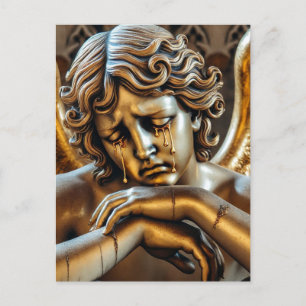 Angel crying golden tears postcard