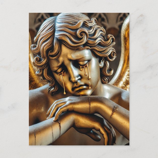 Angel crying golden tears postcard (Front)