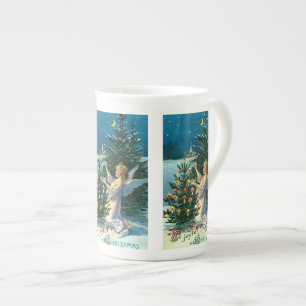 Angel Decorating Christmas Tree 2 Bone China Mug