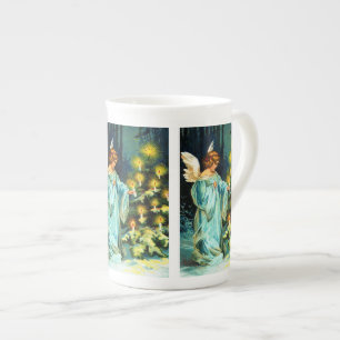 Angel Decorating Christmas Tree Bone China Mug