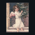 "Angel Delivery" Vintage Christmas Postcard<br><div class="desc">Such a pretty image of a little angel standing on a doorstep and it looks like she is delivering a Christmas tree for some lucky family.</div>