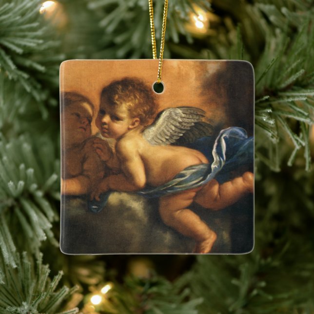 Angel detail, Patron Saints of Modena by Guercino Ceramic Ornament (Tree)