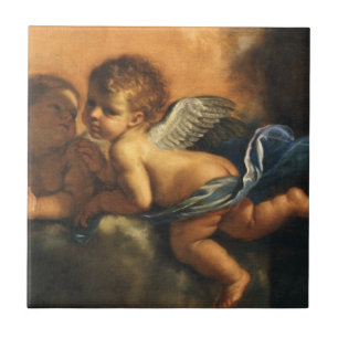Angel detail, Patron Saints of Modena by Guercino Tile