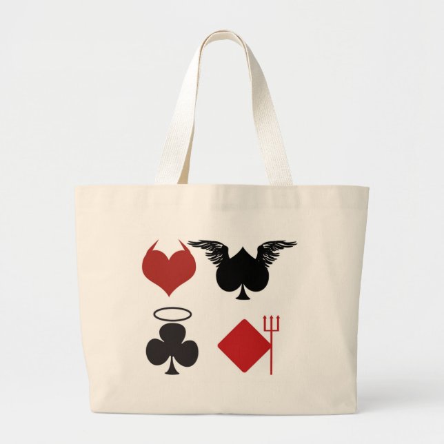 ANGEL DEVIL CARD SUITS LARGE TOTE BAG (Front)