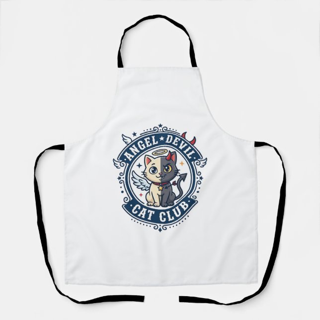 Angel Devil Cat Cat Mum Gift Idea - Angel Devil Ca Apron (Front)