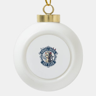 Angel Devil Cat Cat Mum Gift Idea - Angel Devil Ca Ceramic Ball Christmas Ornament