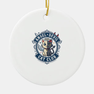 Angel Devil Cat Cat Mum Gift Idea - Angel Devil Ca Ceramic Tree Decoration