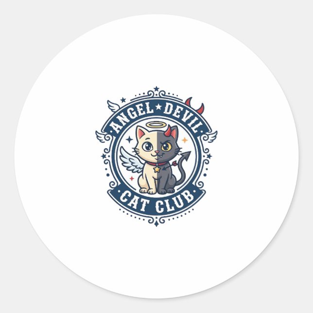 Angel Devil Cat Cat Mum Gift Idea - Angel Devil Ca Classic Round Sticker (Front)