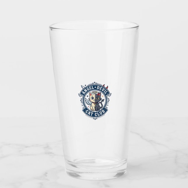 Angel Devil Cat Cat Mum Gift Idea - Angel Devil Ca Glass (Front)
