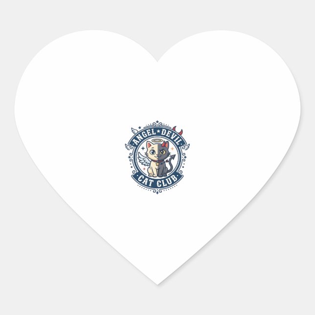 Angel Devil Cat Cat Mum Gift Idea - Angel Devil Ca Heart Sticker (Front)