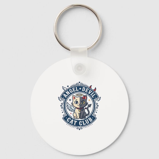Angel Devil Cat Cat Mum Gift Idea - Angel Devil Ca Key Ring (Front)