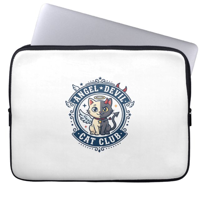 Angel Devil Cat Cat Mum Gift Idea - Angel Devil Ca Laptop Sleeve (Front)