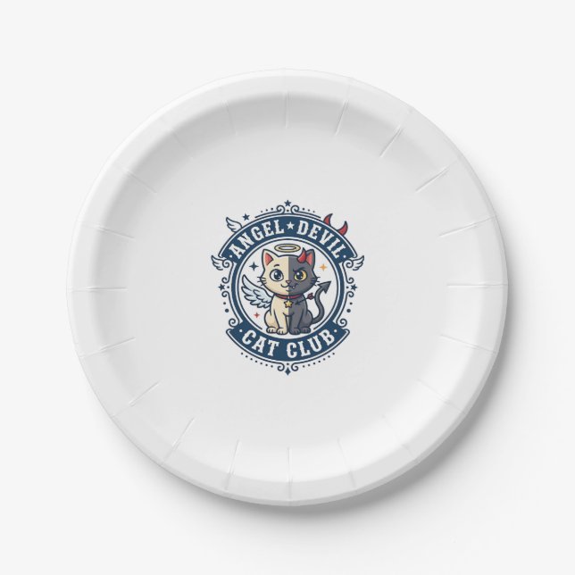 Angel Devil Cat Cat Mum Gift Idea - Angel Devil Ca Paper Plate (Front)