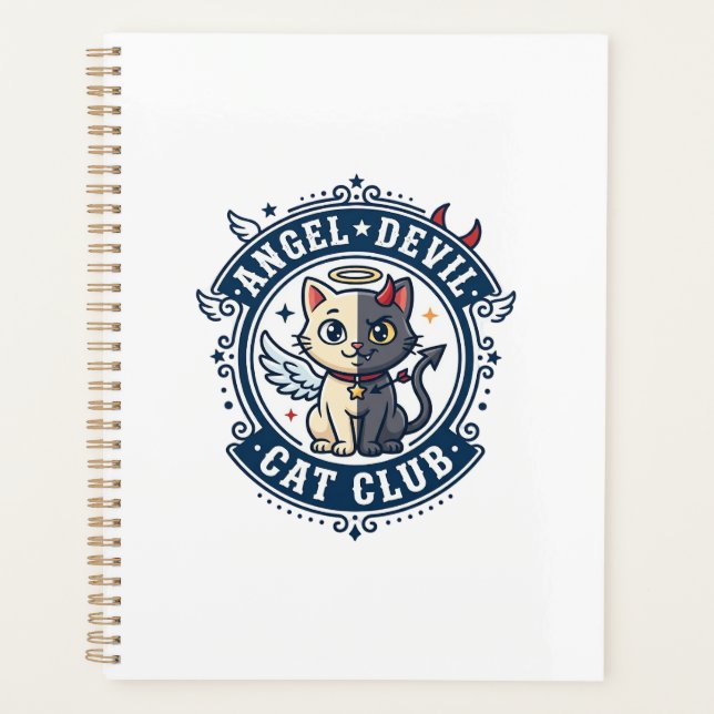 Angel Devil Cat Cat Mum Gift Idea - Angel Devil Ca Planner (Front)