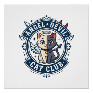 Angel Devil Cat Cat Mum Gift Idea - Angel Devil Ca Poster