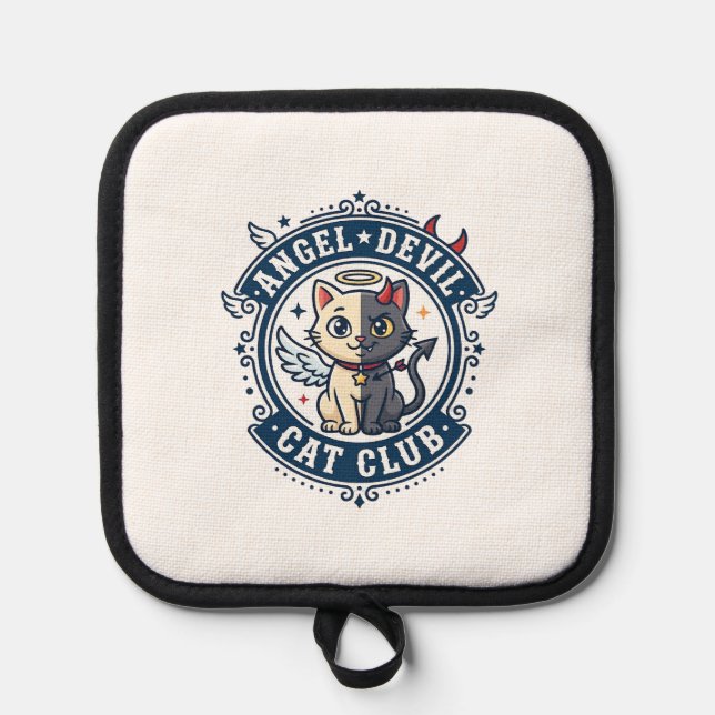 Angel Devil Cat Cat Mum Gift Idea - Angel Devil Ca Pot Holder (Front)