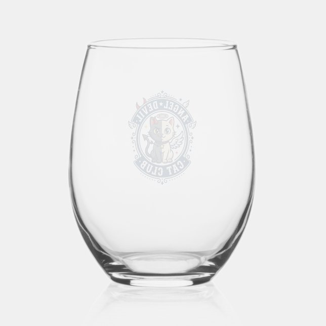 Angel Devil Cat Cat Mum Gift Idea - Angel Devil Ca Stemless Wine Glass (Front)