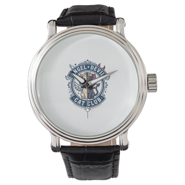 Angel Devil Cat Cat Mum Gift Idea - Angel Devil Ca Watch (Front)