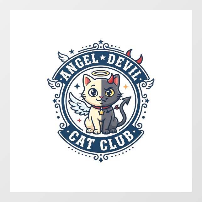 Angel Devil Cat Cat Mum Gift Idea - Angel Devil Ca Window Cling (Sheet)