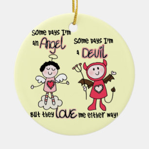 Angel Devil Ceramic Tree Decoration