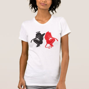 Angel & Devil , Engel & Teufel - black red T-Shirt