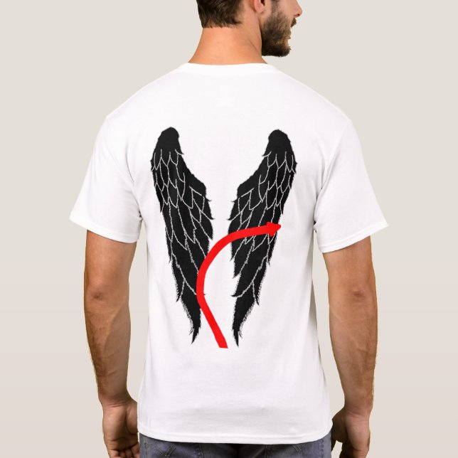 Angel&Devil -Wings-Black, Devil Long Tail -Red T-Shirt (Back)