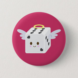 Angel Dice with Hearts 6 Cm Round Badge