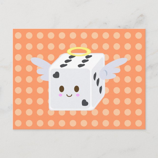 Angel Dice with Hearts Postcard (Front)
