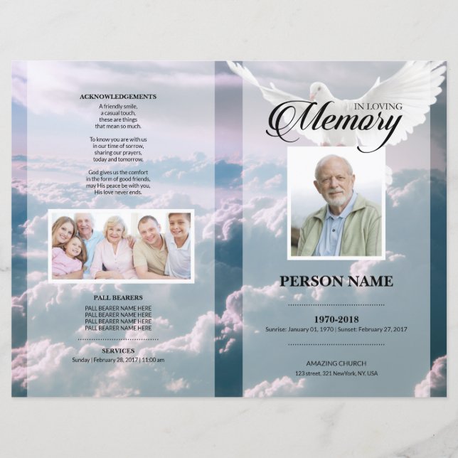 Angel dove Funeral Template (Front)