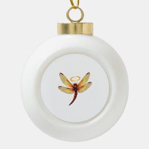 Angel Dragonfly Ceramic Ball Christmas Ornament