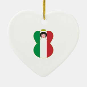 Angel Dressed In Italian Flag Ceramic Tree Decoration