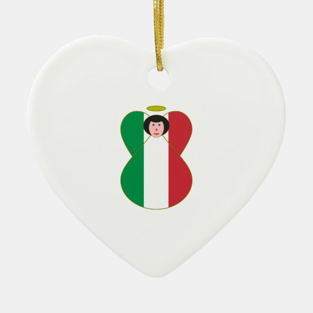 Angel Dressed In Italian Flag Ceramic Tree Decoration (Front)