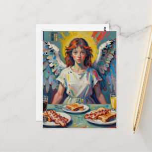 Angel Eating breakfast Postcard