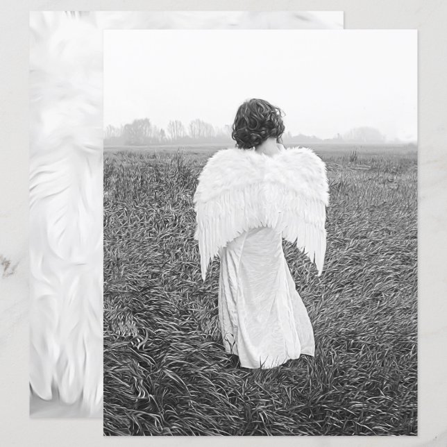 Angel Elegant Black And White Photo Art (Front/Back)