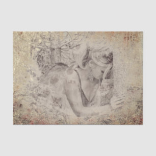 Angel Elegant Boho Floral Antique Sepia Texture Tissue Paper