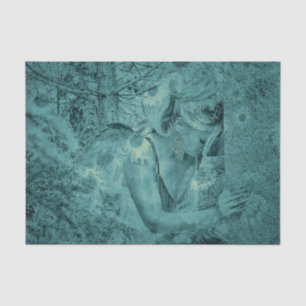 Angel Elegant Dark Teal Heavenly Floral Antique Tissue Paper