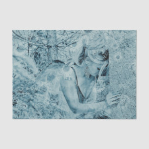 Angel Elegant Teal Blue Heavenly Floral Antique Tissue Paper