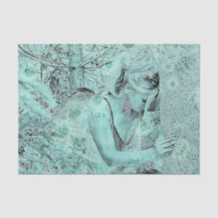 Angel Elegant Teal Green Heavenly Floral Antique Tissue Paper