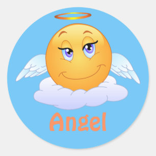 Angel Emoji Emoticon Cartoon Face Classic Round Sticker