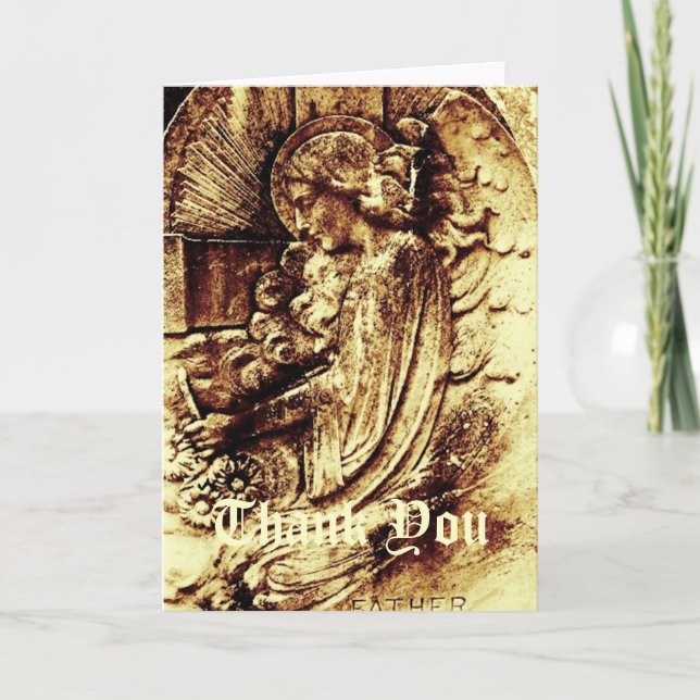 Angel Engraving Gold Thank You Card (Front)