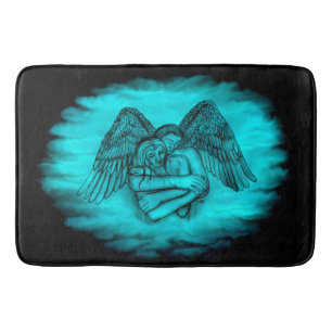 Angel Eros in Love , black and green design Bath Mat
